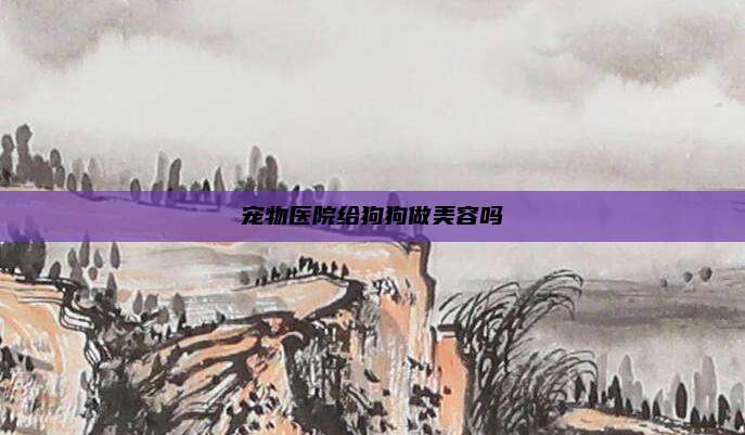宠物医院给狗狗做美容吗