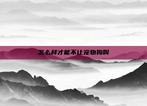 怎么样才能不让宠物狗叫