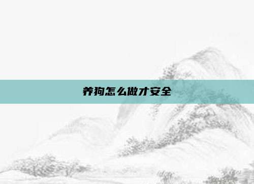 养狗怎么做才安全